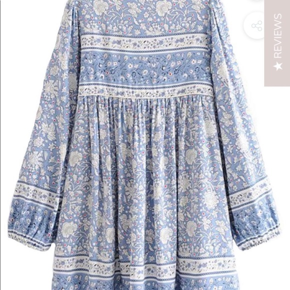 Goodnight Macaroon 'Katie' Bohemian Print Blue Tassel Dress - Picture 3 of 5